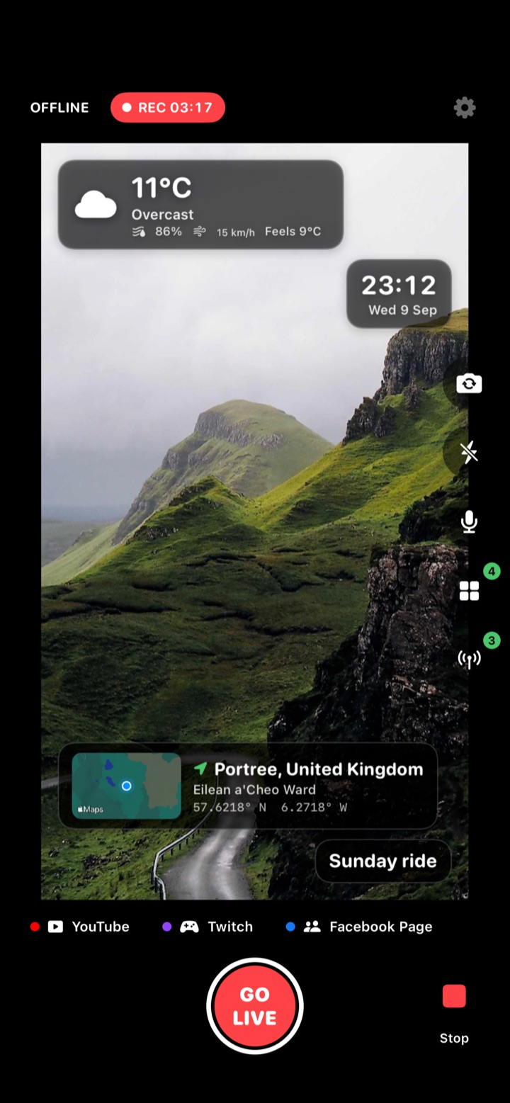 Recording with location and caption widgets